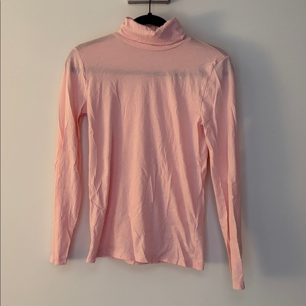 J. Crew, Turtle Neck Cotton Long Sleeve Shirt, Light Pink, Women’s XS